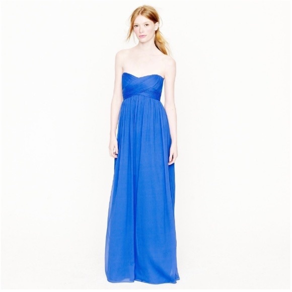 STUNNING NWT J Crew Matisse Blue silk chiffon strapless gown size 0 - Picture 15 of 15